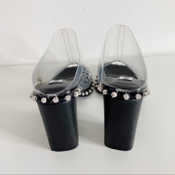Steve Madden Neila Rhinestone Detail Clear Block Heel Dress Mules - Picture 5 of 13